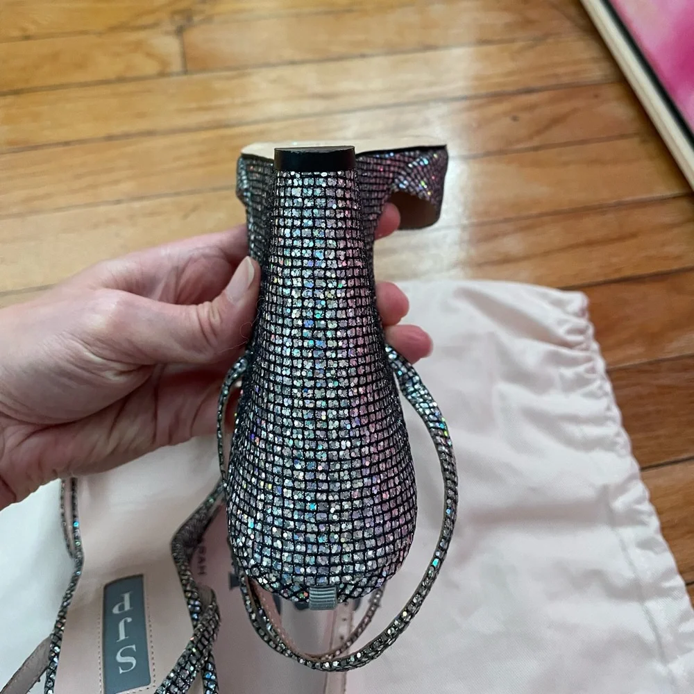 SJP (Sarah Jessica Parker) Glitter Wedge “Boca” Sandals (size 37.5) - Picture 9 of 14